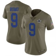 Wholesale Cheap Nike Cowboys #9 Tony Romo Olive Women's Stitched NFL Limited 2017 Salute to Service Jersey