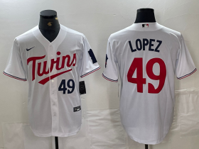 Cheap Men\'s Minnesota Twins #49 Pablo Lopez Number White Stitched MLB Cool Base Nike Jersey