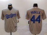 Men's Los Angeles Dodgers #44 Vicente Padilla Grey Cool Base Stitched Jersey