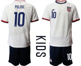 Wholesale Cheap Youth 2020-2021 Season National team United States home white 10 Soccer Jersey1