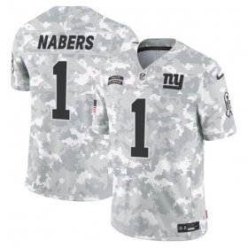 Men\'s New York Giants #1 Malik Nabers 2024 F.U.S.E Arctic Camo Salute To Service Limited Stitched Football Jersey