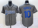 Wholesale Cheap Men's Los Angeles Dodgers #10 Justin Turner Grey Gridiron Cool Base Stitched Baseball Jersey