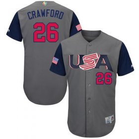 Wholesale Cheap Team USA #26 Brandon Crawford Gray 2017 World MLB Classic Authentic Stitched MLB Jersey