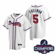 Wholesale Cheap Men Nike Atlanta Braves 5 Freddie Freeman White Home Stitched Baseball Stitched MLB 2021 Champions Patch Jersey