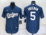 Wholesale Cheap Men's Los Angeles Dodgers #5 Freddie Freeman Navy Blue Pinstripe Stitched MLB Cool Base Nike Jersey