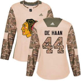 Wholesale Cheap Adidas Blackhawks #44 Calvin De Haan Camo Authentic 2017 Veterans Day Women\'s Stitched NHL Jersey