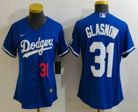 Cheap Women\'s Los Angeles Dodgers #31 Tyler Glasnow Number Blue Stitched Cool Base Nike Jersey