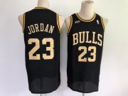 Wholesale Cheap Men Chicago Bulls 23 Jordan Black gold Throwback 2021 NBA Jersey