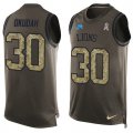 Wholesale Cheap Nike Lions #30 Jeff Okudah Green Men's Stitched NFL Limited Salute To Service Tank Top Jersey