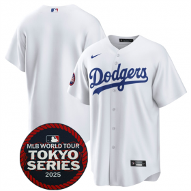 Cheap Men\'s Los Angeles Dodgers Blank White 2025 World Tour Tokyo Series Home Stitched Baseball Jersey