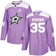 Cheap Adidas Stars #35 Anton Khudobin Purple Authentic Fights Cancer Youth Stitched NHL Jersey