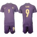 Men's England #9 Harry Kane 2024-25 Purple Away Soccer Jersey Suit