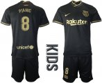 Wholesale Cheap Youth 2020-2021 club Barcelona away 8 black Soccer Jerseys