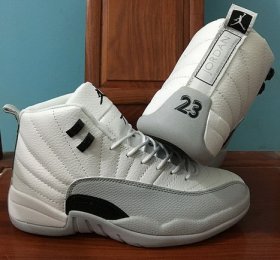 Wholesale Cheap Womens Air Jordan 12 Barons White/Black-Grey