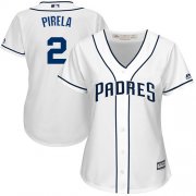 Wholesale Cheap Padres #2 Jose Pirela White Home Women's Stitched MLB Jersey