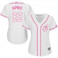 Wholesale Cheap Indians #22 Jason Kipnis White/Pink Fashion Women's Stitched MLB Jersey