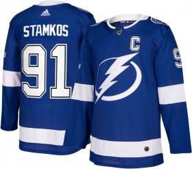 Wholesale Cheap Men\'s Tampa Bay Lightning #91 Steven Stamkos Authentic C ptach Home Adidas Jersey