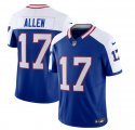 Wholesale Cheap Men's Buffalo Bills #17 Josh Allen Blue White 2023 F.U.S.E. Throwback Vapor Untouchable Limited Football Stitched Jersey