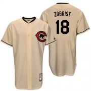 Wholesale Cheap Mitchell And Ness Cubs #18 Ben Zobrist Cream Throwback Stitched MLB Jersey