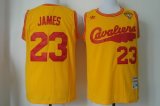 Wholesale Cheap Men's Cleveland Cavaliers #23 LeBron James 2017 The NBA Finals Patch 2009 Yellow Hardwood Classics Soul Swingman Throwback Jersey