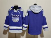 Men's Sacramento Kings Blank Purple Gray Lace-Up Pullover Hoodie