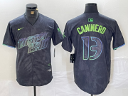 Cheap Men's Tampa Bay Rays #13 Junior Caminero Charcoal 2024 City Connect Limited Stitched Jersey