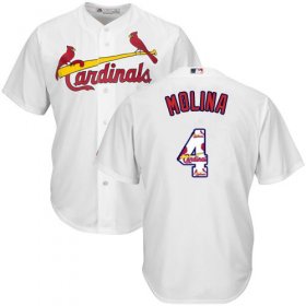 Wholesale Cheap Cardinals #4 Yadier Molina White Team Logo Fashion Stitched MLB Jersey