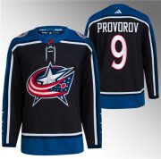 Wholesale Cheap Men's Columbus Blue Jackets #9 Ivan Provorov Black 2022-23 Reverse Retro Stitched Jersey