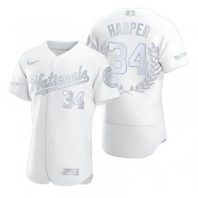 Wholesale Cheap Men\'s Washington Nationals #34 Bryce Harper White Nike Flexbase Fashion Jersey