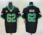 Cheap Men's Philadelphia Eagles #62 Jason Kelce Black C Patch 2023 FUSE Vapor Limited Throwback Stitched Jersey