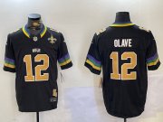 Cheap Men's New Orleans Saints #12 Chris Olave Black 2024 F.U.S.E. Vapor Limited Stitched Jersey