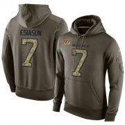 Wholesale Cheap NFL Men's Nike Cincinnati Bengals #7 Boomer Esiason Stitched Green Olive Salute To Service KO Performance Hoodie