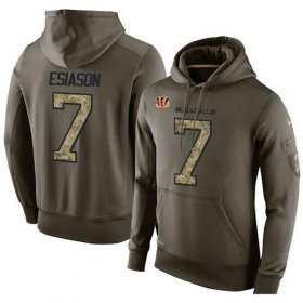 Wholesale Cheap NFL Men\'s Nike Cincinnati Bengals #7 Boomer Esiason Stitched Green Olive Salute To Service KO Performance Hoodie