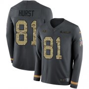 Wholesale Cheap Nike Ravens #81 Hayden Hurst Anthracite Salute to Service Youth Stitched NFL Limited Therma Long Sleeve Jersey