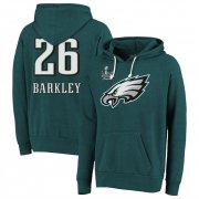 Cheap Men's Philadelphia Eagles #26 Saquon Barkley Midnight Green Super Bowl LIX Champions Name & Number Tri-Blend Pullover Hoodie