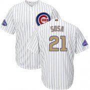 Wholesale Cheap Cubs #21 Sammy Sosa White(Blue Strip) 2017 Gold Program Cool Base Stitched Youth MLB Jersey