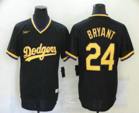 Wholesale Cheap Men\'s Los Angeles Dodgers #24 Kobe Bryant Black Stitched Pullover Throwback Nike Jersey