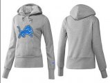 Wholesale Cheap Women's Detroit Lions Logo Pullover Hoodie Grey