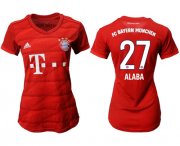 Wholesale Cheap Women's Bayern Munchen #27 Alaba Home Soccer Club Jersey