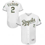 Wholesale Cheap Royals #2 Alcides Escobar White Flexbase Authentic Collection Memorial Day Stitched MLB Jersey