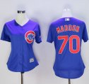 Wholesale Cheap Cubs #70 Joe Maddon Blue Women's Alternate Stitched MLB Jersey