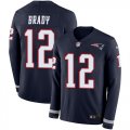 Wholesale Cheap Nike Patriots #12 Tom Brady Navy Blue Team Color Youth Stitched NFL Limited Therma Long Sleeve Jersey