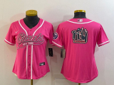 Wholesale Cheap Women's New York Giants Pink Team Big Logo With Patch Cool Base Stitched Baseball Jersey