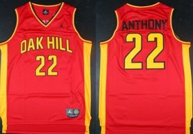 Wholesale Cheap Size 5XL Oak Hill Academy #22 Carmelo Anthony Red Swingman Jersey