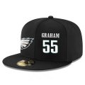 Wholesale Cheap Philadelphia Eagles #55 Brandon Graham Snapback Cap NFL Player Black with White Number Stitched Hat