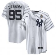 Cheap Men's New York Yankees #95 Oswaldo Cabrera White 2024 World Series Cool Base Stitched Baseball Jersey