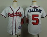 Wholesale Cheap Braves #5 Freddie Freeman White Cool Base Stitched Youth MLB Jersey