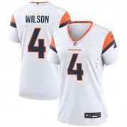 Cheap Women's Denver Broncos #4 Zach Wilson White 2024 Stitched Jersey(Run Small)