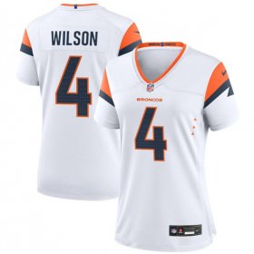 Cheap Women\'s Denver Broncos #4 Zach Wilson White 2024 Stitched Jersey(Run Small)