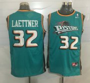 Wholesale Cheap Men's Detroit Pistons #32 Christian Laettner Teal Green Hardwood Classics Soul Swingman Throwback Jersey